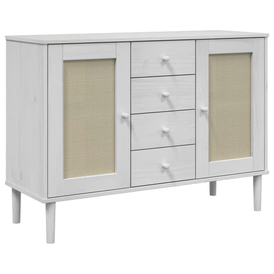 Celle Pinewood Sideboard With 2 Doors 4 Drawers In White_2