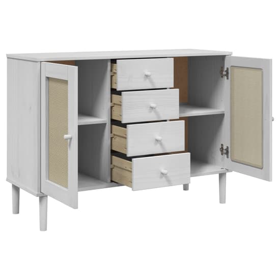 Celle Pinewood Sideboard With 2 Doors 4 Drawers In White_6