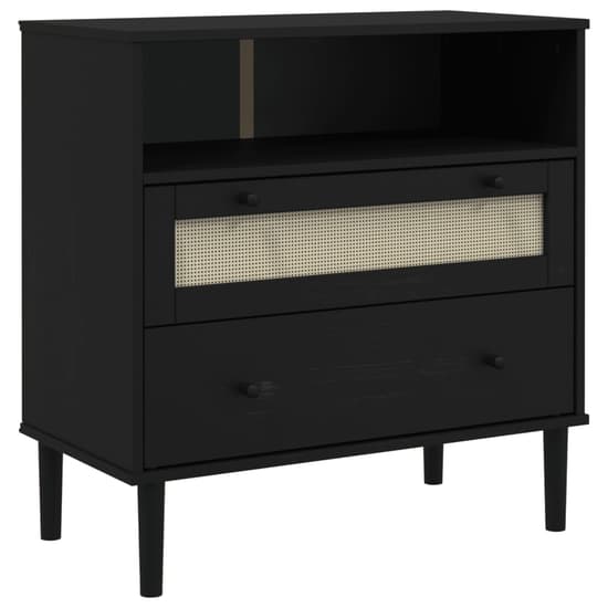 Celle Pinewood Sideboard With 2 Drawers In Black_2