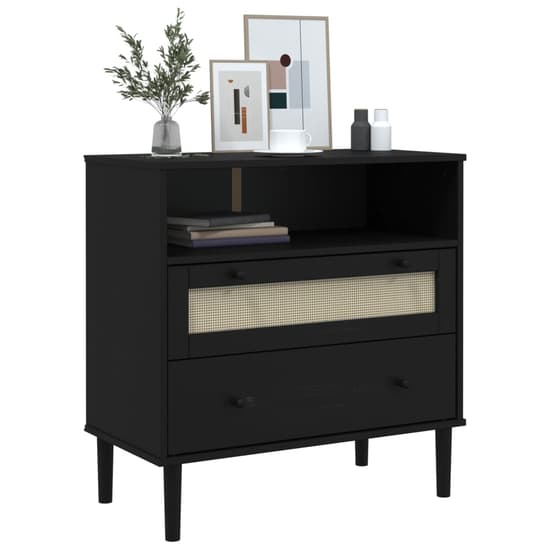 Celle Pinewood Sideboard With 2 Drawers In Black_3