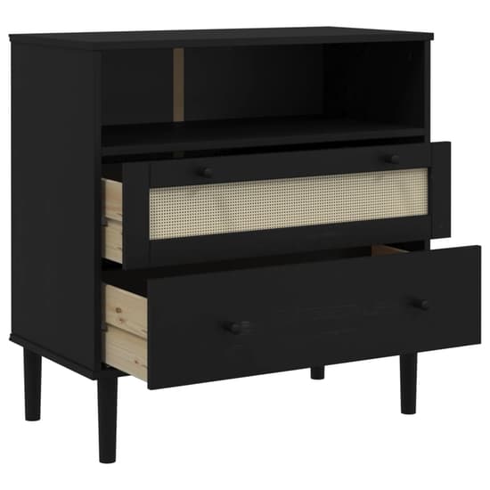 Celle Pinewood Sideboard With 2 Drawers In Black_6