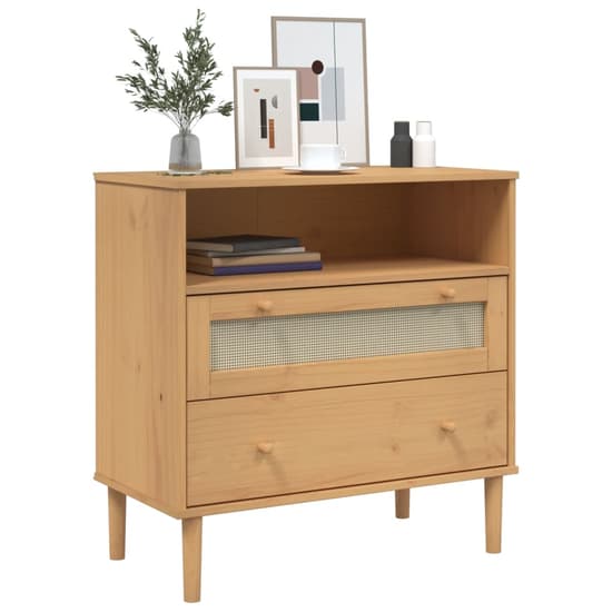 Celle Pinewood Sideboard With 2 Drawers In Brown_3