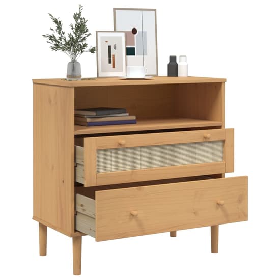 Celle Pinewood Sideboard With 2 Drawers In Brown_4