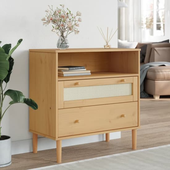 Celle Pinewood Sideboard With 2 Drawers In Brown_1