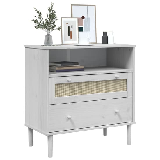 Celle Pinewood Sideboard With 2 Drawers In White_3