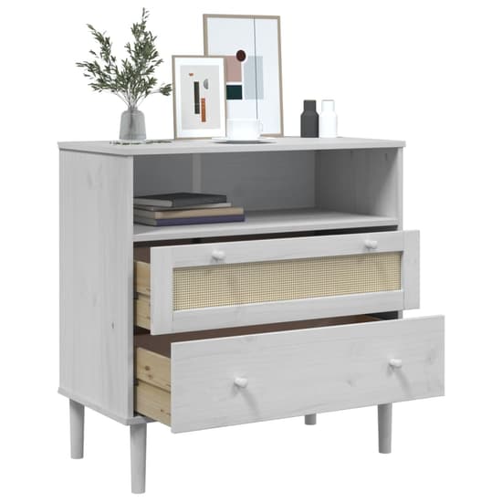 Celle Pinewood Sideboard With 2 Drawers In White_4