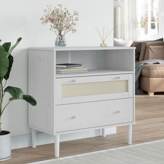 Celle Pinewood Sideboard With 2 Drawers In White_1