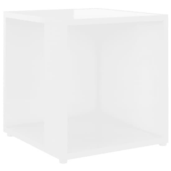 Celous Square High Gloss Side Table In White Furniture in Fashion