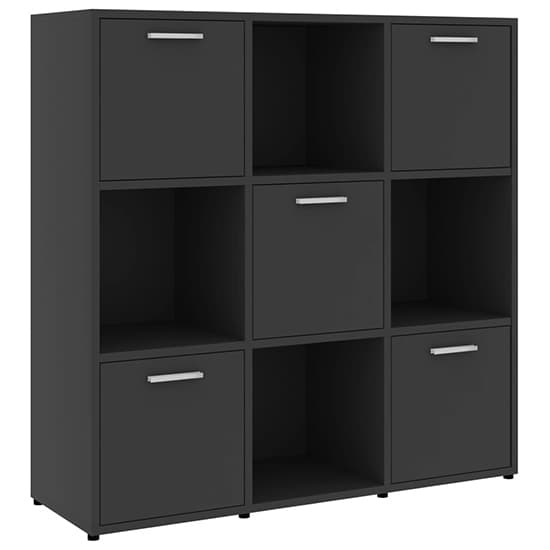Celsa Wooden Bookcase With 5 Doors 4 Shelves In Grey_3