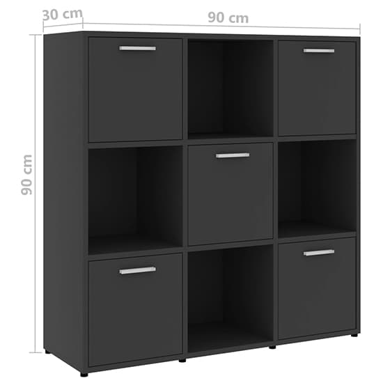 Celsa Wooden Bookcase With 5 Doors 4 Shelves In Grey_5