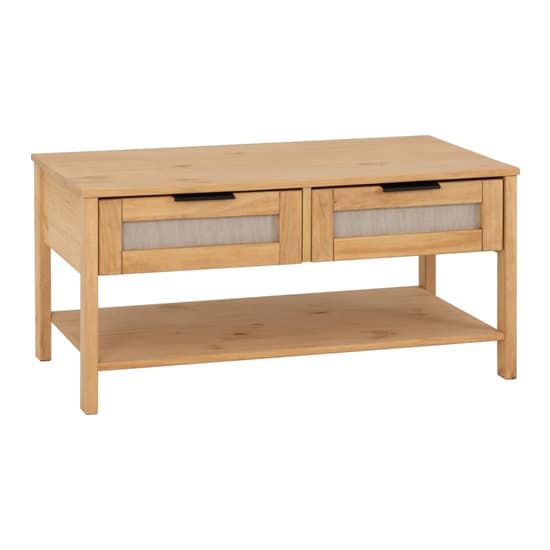 Central Wooden Coffee Table With 2 Drawers In Waxed Pine_3