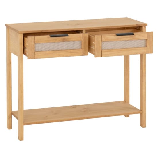 Central Wooden Console Table With 2 Drawers In Waxed Pine_2