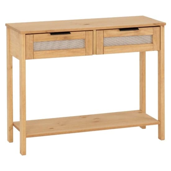 Central Wooden Console Table With 2 Drawers In Waxed Pine_1