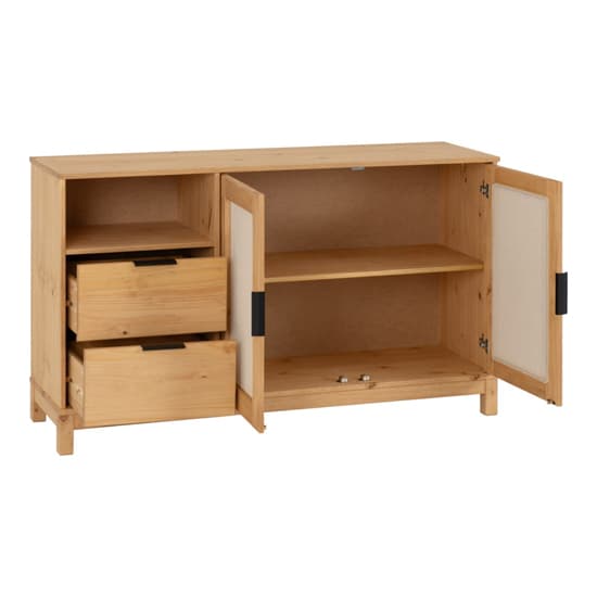 Central Wooden Sideboard With 2 Doors 2 Drawers In Wax Pine Furniture