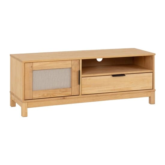 Central Wooden TV Stand With 1 Door 1 Drawer In Waxed Pine_3