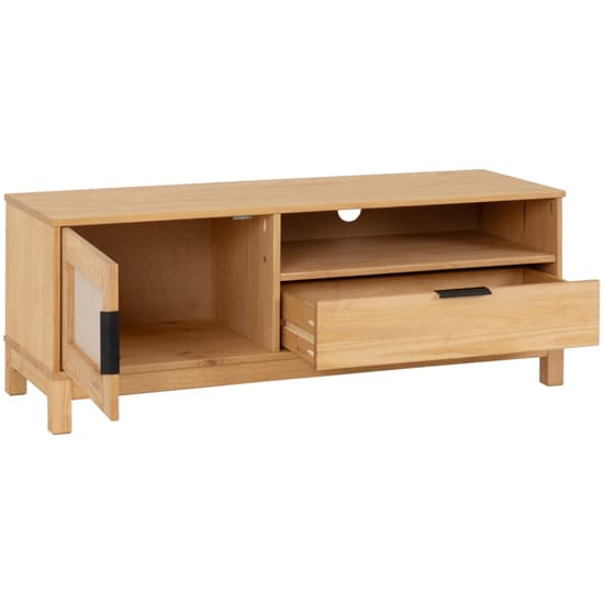 Central Wooden TV Stand With 1 Door 1 Drawer In Waxed Pine_4