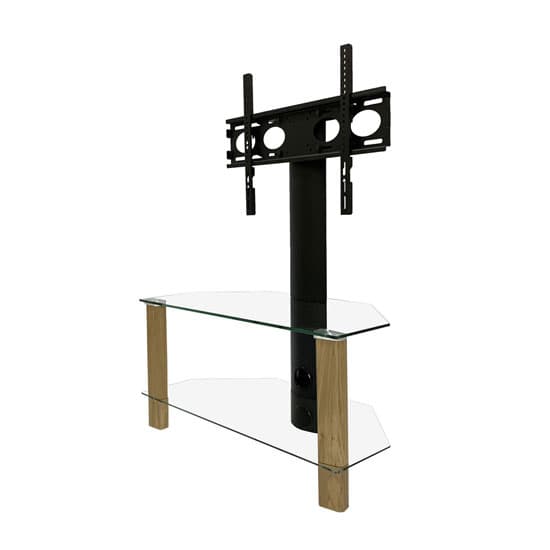 Clevedon Glass TV Stand In Light Oak With Bracket_2