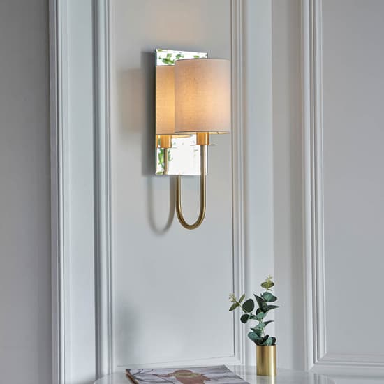 Cerritos Mirrored White Shade Wall Light In Satin Brass_3