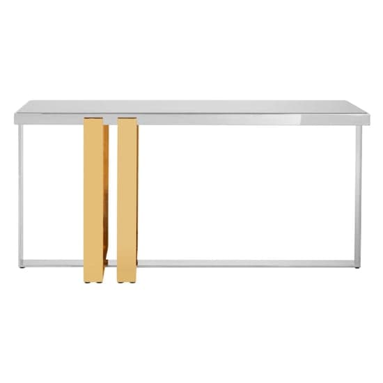 Cervantes Frosted Glass Top Console Table With Gold Metal Base_2