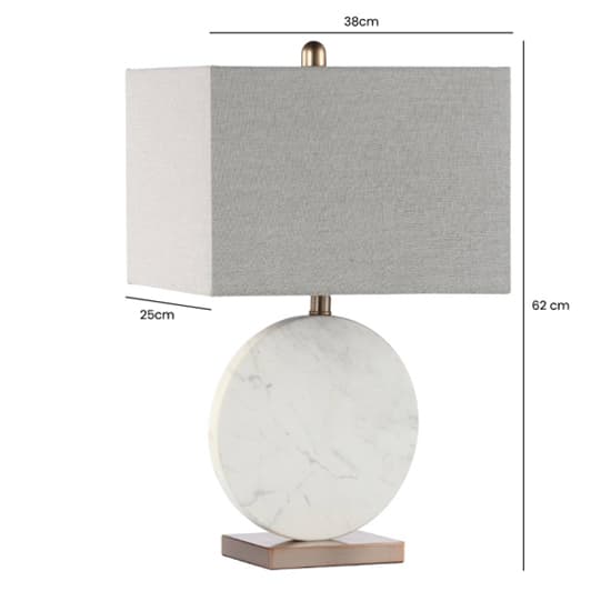 Cervinia Grey Linen Shade Table Lamp With White Marble Base_2