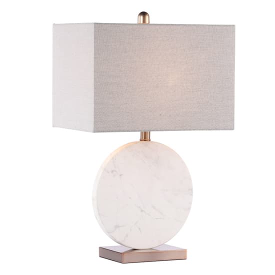 Cervinia Grey Linen Shade Table Lamp With White Marble Base_3