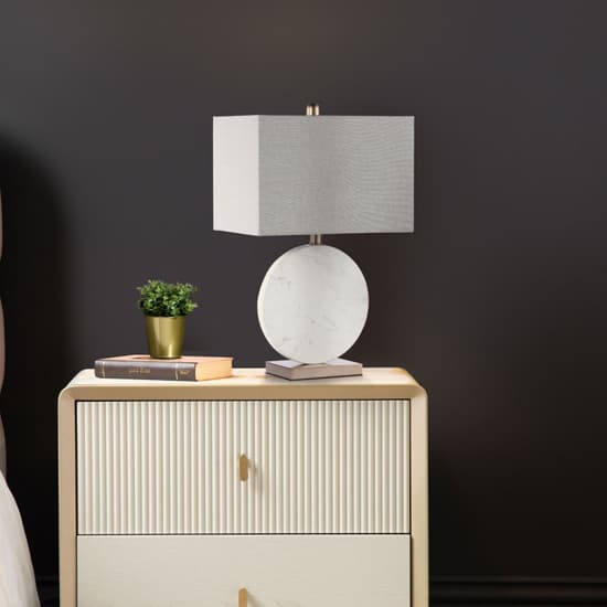 Cervinia Grey Linen Shade Table Lamp With White Marble Base_6