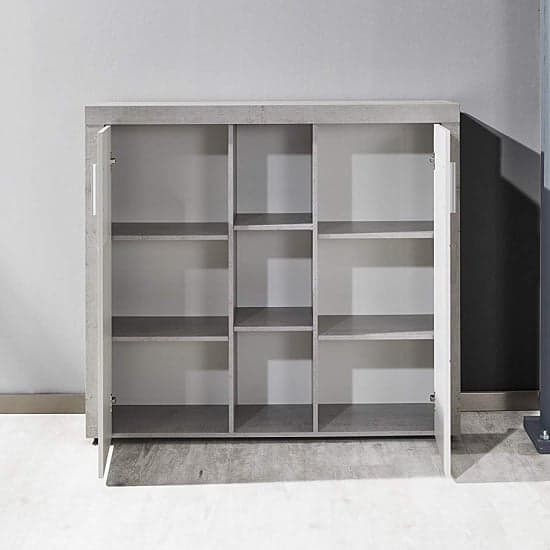 Cetrix Highboard In Cement Grey And White Fronts With LED_2