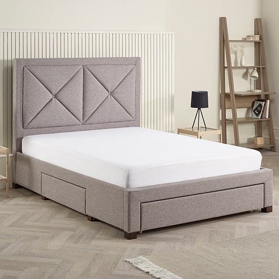 Cezanne Fabric Double Bed With Drawers In Grey Marl_2