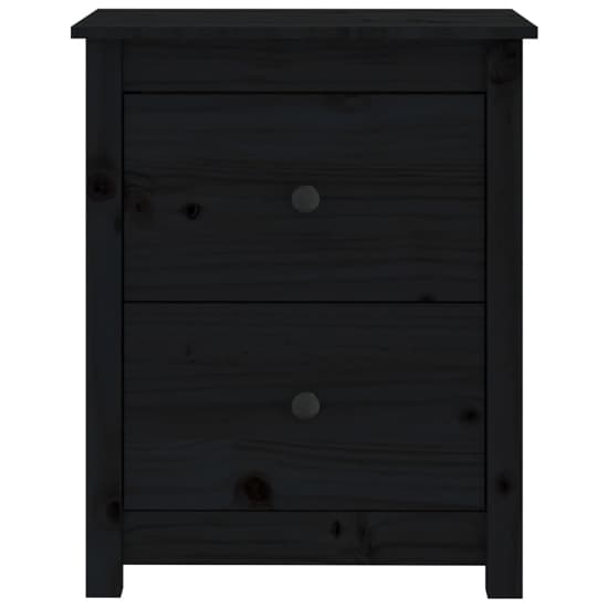 Chael Pine Wood Bedside Cabinet With 2 Drawers In Black_4