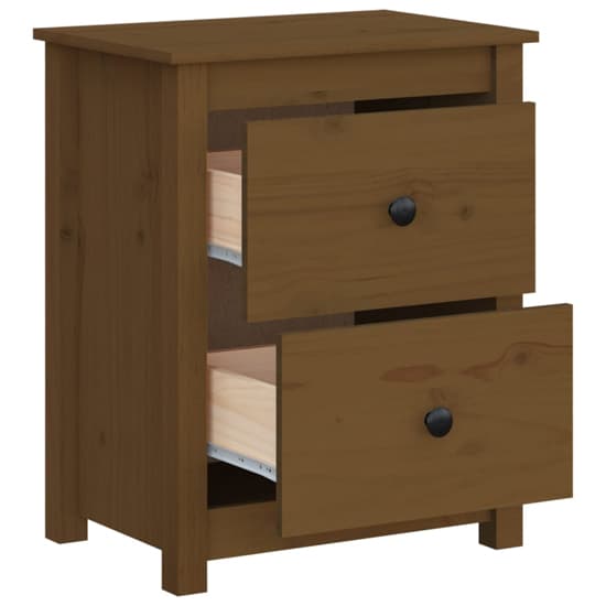Chael Pine Wood Bedside Cabinet With 2 Drawers In Honey Brown_5