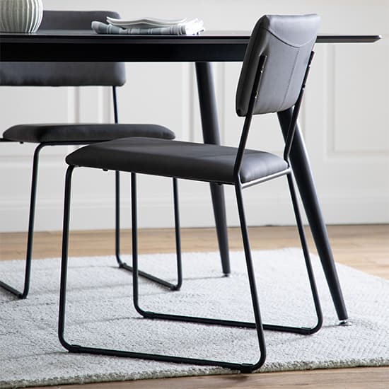 Chalk Slate Grey Faux Leather Dining Chairs In A Pair_2
