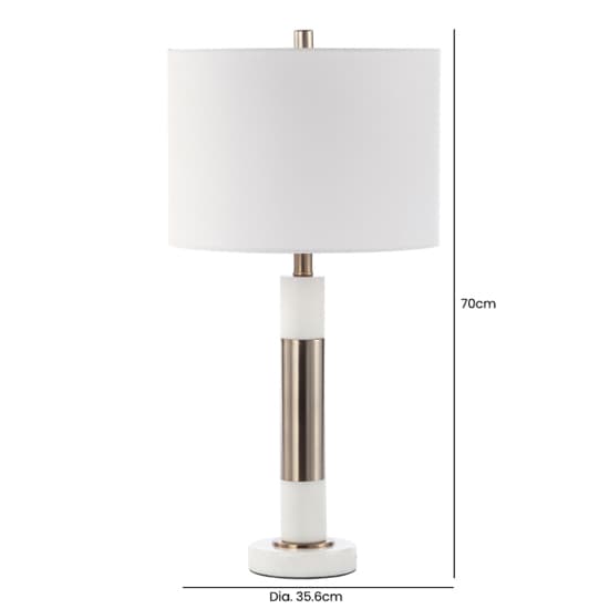 Chania White Linen Shade Table Lamp with White Marble Base_6
