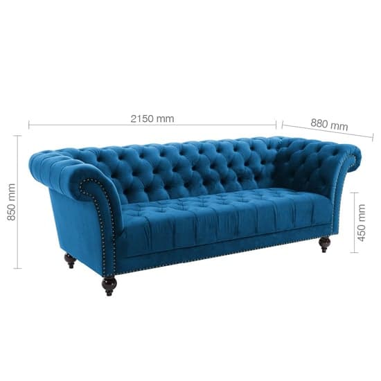 Chanter Fabric 3 Seater Sofa In Midnight Blue_4