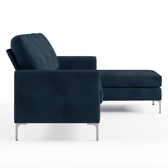 Chapmen Velvet Corner Sofa With Chrome Legs In Blue Furniture in Fashion