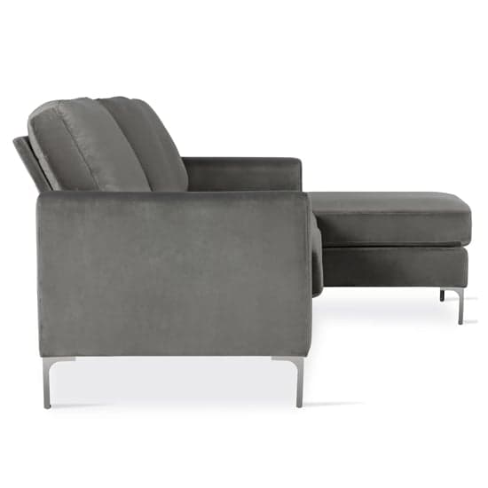 Chapmen Velvet Corner Sofa With Chrome Legs In Grey_4