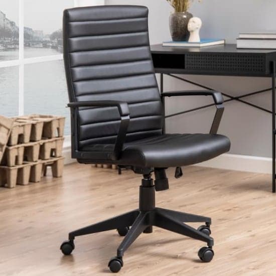 Chardon PU Leather Home And Office Chair In Black_1