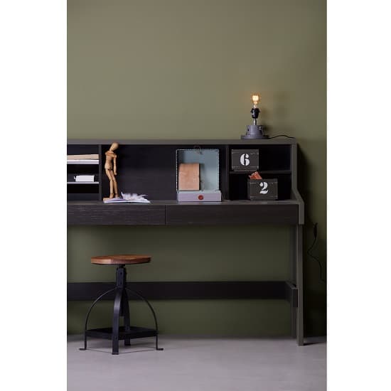 Charlotte Computer Desk In Forrest Charcoal With Shelves_3
