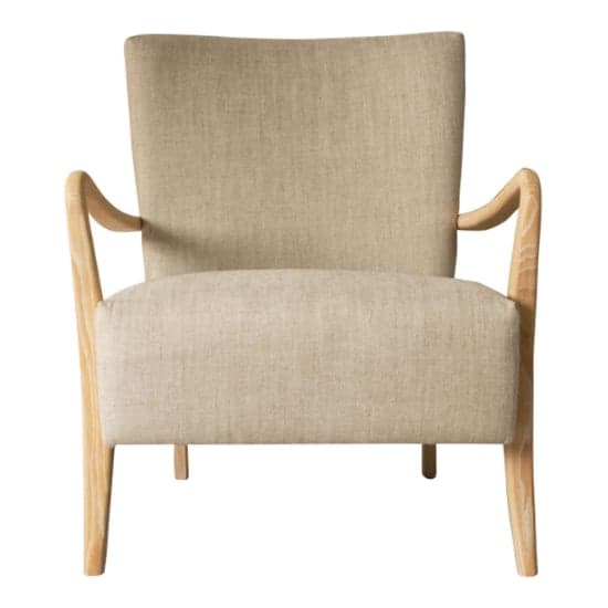 Chedworth Linen Armchair With Oak Wooden Frame In Natural_2