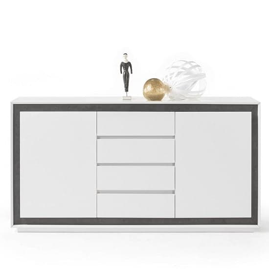 Chelsea Contemporary Sideboard In White With Concrete Inserts_3