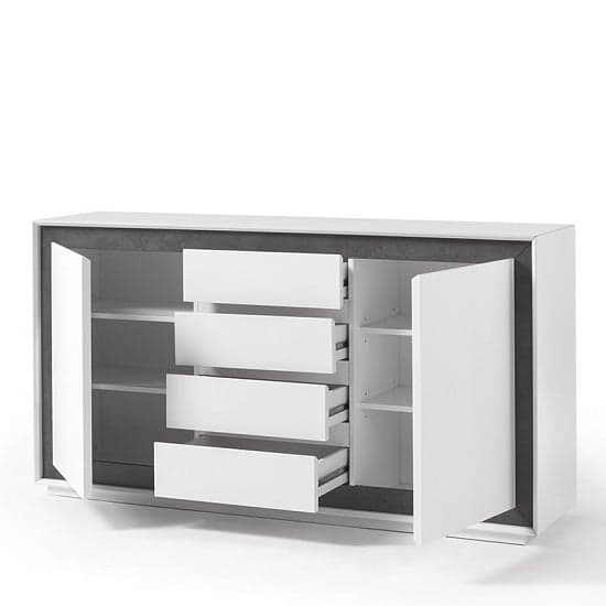 Chelsea Contemporary Sideboard In White With Concrete Inserts_2