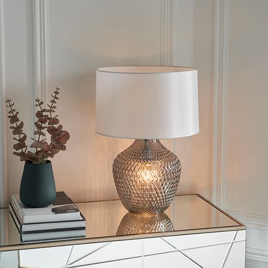 Chelworth 2 Lights White Fabric Shade Table Lamp In Chrome_3