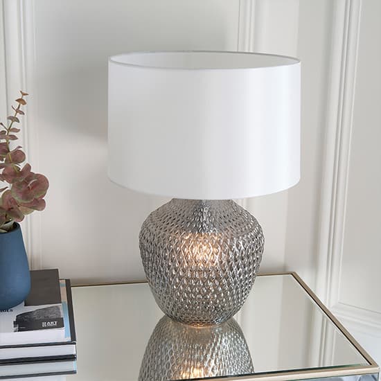 Chelworth 2 Lights White Fabric Shade Table Lamp In Chrome_4