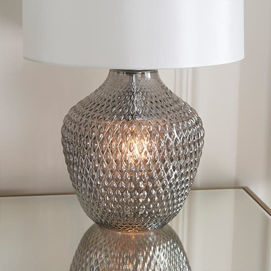 Chelworth 2 Lights White Fabric Shade Table Lamp In Chrome_5