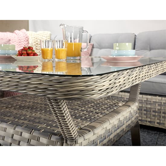 Chenja Corner Lounge Dining Set With Benches In Silver Grey_3
