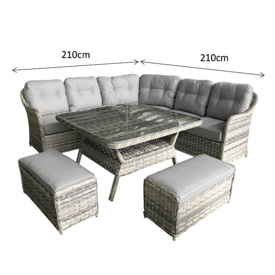 Chenja Corner Lounge Dining Set With Benches In Silver Grey_5
