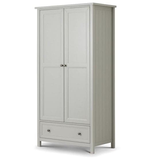 Madge Wooden Wardrobe In Dove Grey Lacquer With 2 Doors_1