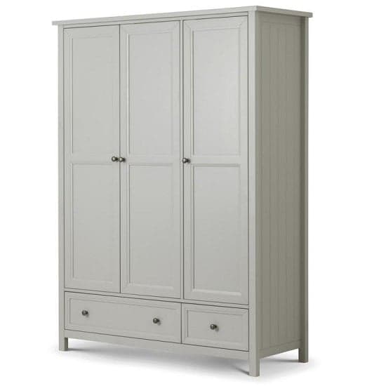 Madge Wardrobe Wide In Dove Grey Lacquer With 3 Doors_1
