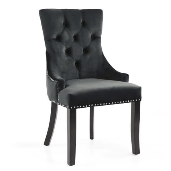Cankaya Black Velvet Accent Chairs With Black Legs In Pair_2
