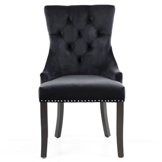Cankaya Black Velvet Accent Chairs With Black Legs In Pair Furniture