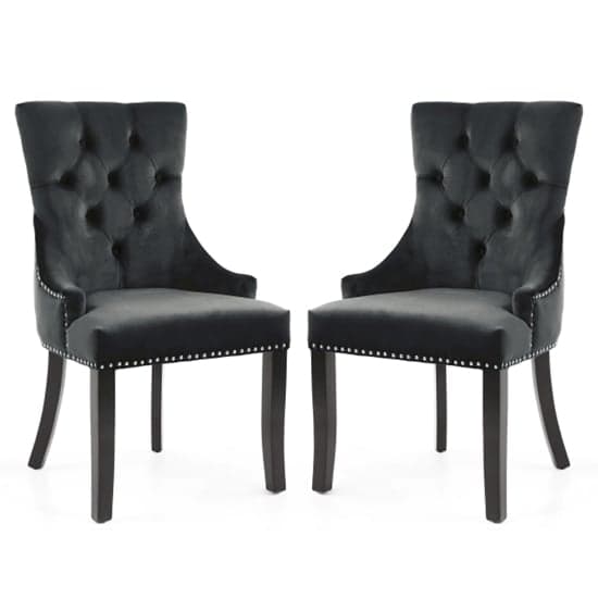 Cankaya Black Velvet Accent Chairs With Black Legs In Pair_1